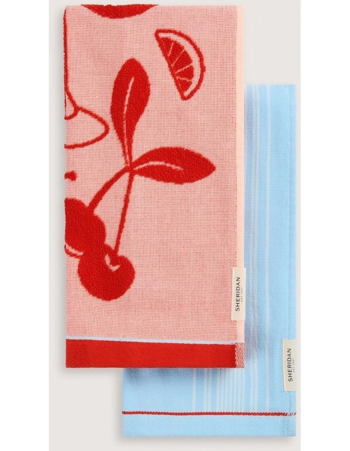Tavola Tea Towel Set in Lychee image 2