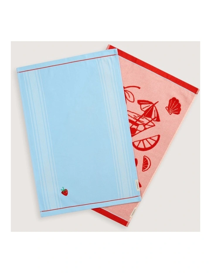 Tavola Tea Towel Set in Lychee image 3