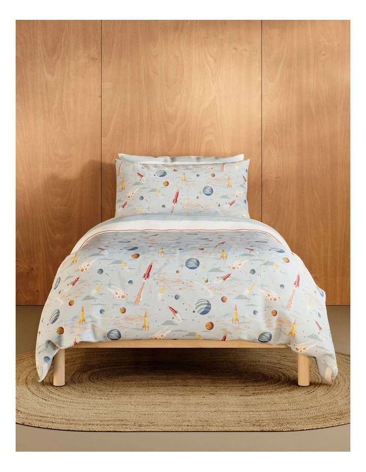 Comet Kids Quilt Cover Set in Ice image 1