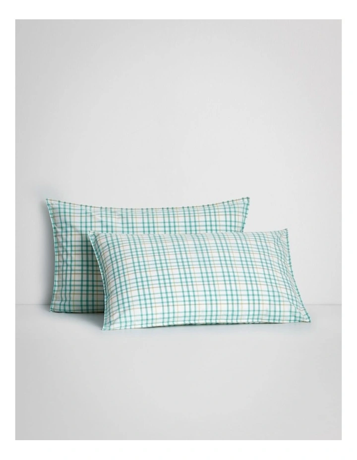 Bayley Check Washed Percale Sheet Set in Arctic Green image 4
