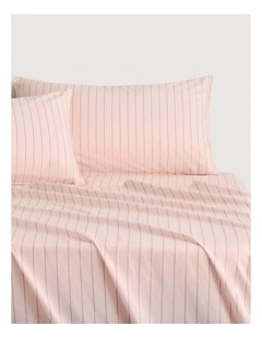 Bayley Stripe Washed Percale Pillowcase Pair in Lychee
