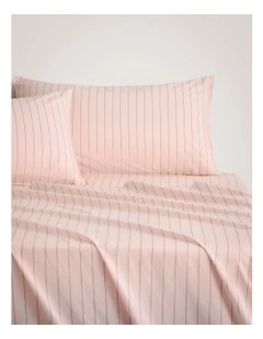 Bayley Stripe Washed Percale Sheet Set in Lychee