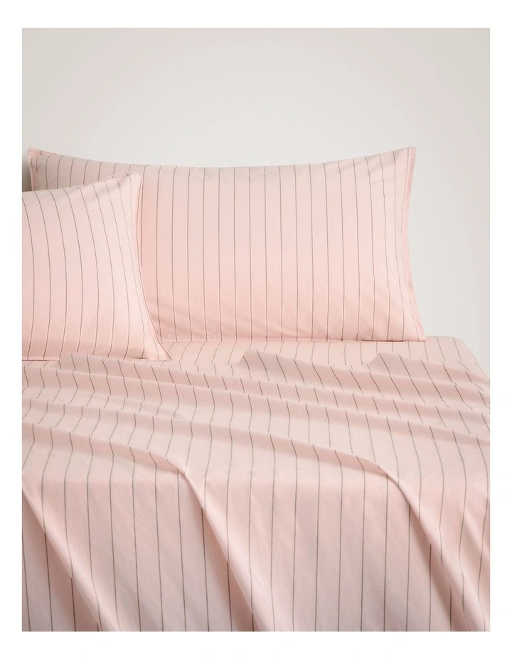 Bayley Stripe Washed Percale Sheet Set in Lychee image 1