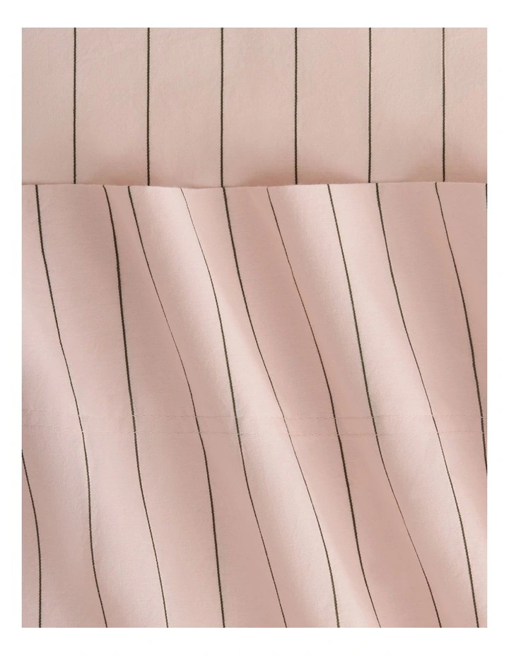 Bayley Stripe Washed Percale Sheet Set in Lychee image 2