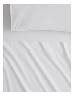 Bayley Washed Percale Flat Sheet in White