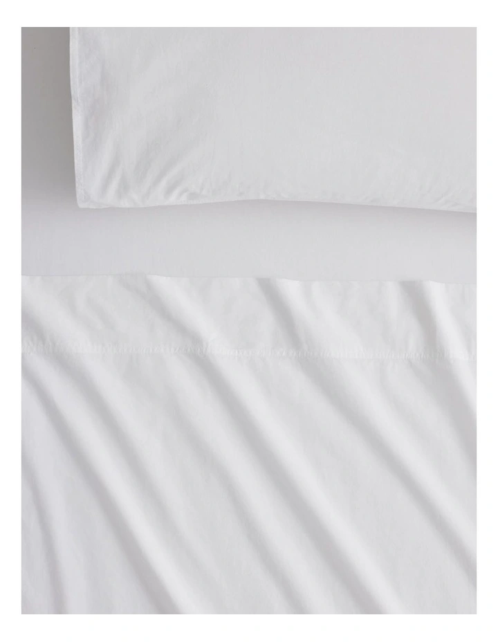 Bayley Washed Percale Flat Sheet in White image 1