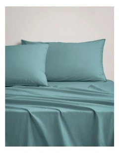 Bayley Washed Percale Sheet Set in Arctic Green
