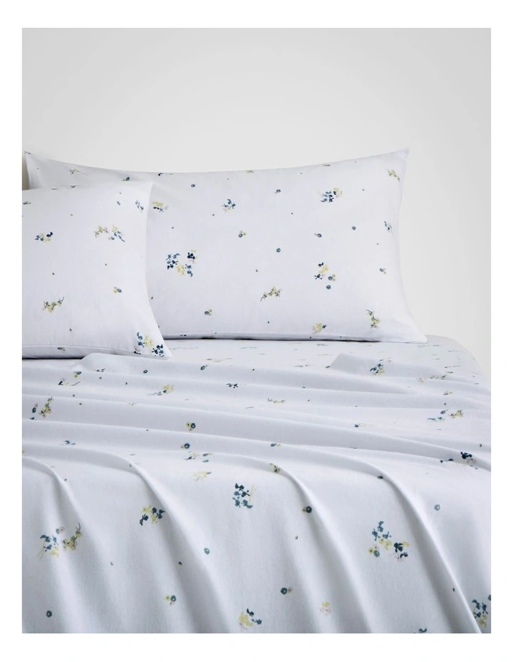 Flannelette Flower Field Sheet Set in Blue Frost image 1
