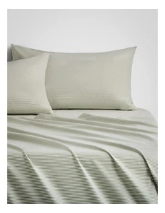 Flannelette Lenny Stripe Sheet Set in Sage