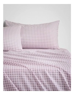 Flannelette Mini Gingham Sheet Set in Lilac Mist