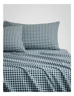 Flannelette Mini Gingham Sheet Set in Midnight