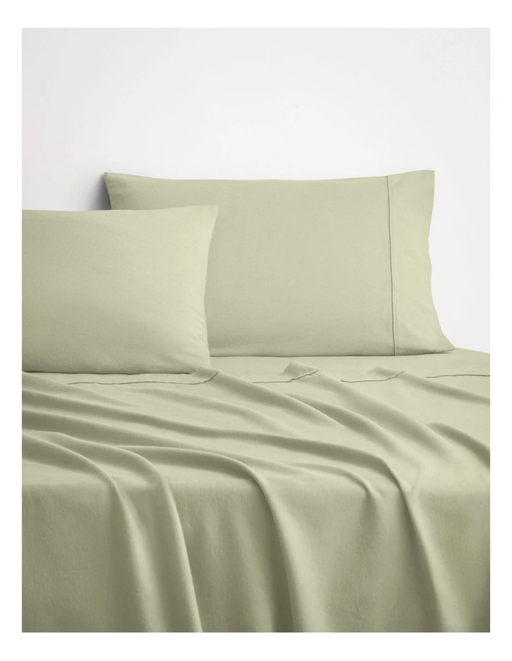 Flannelette Sheet Set in Whisper Green image 1