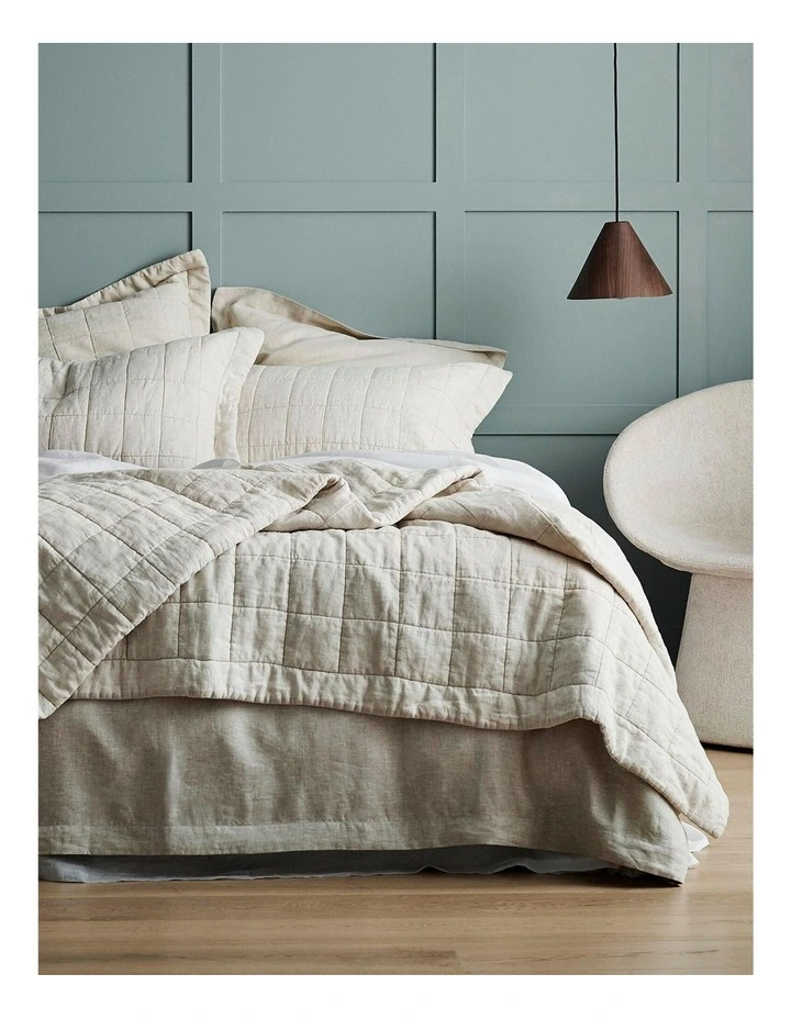 Abbotson European Flax Linen Bed Cover in Beige image 1