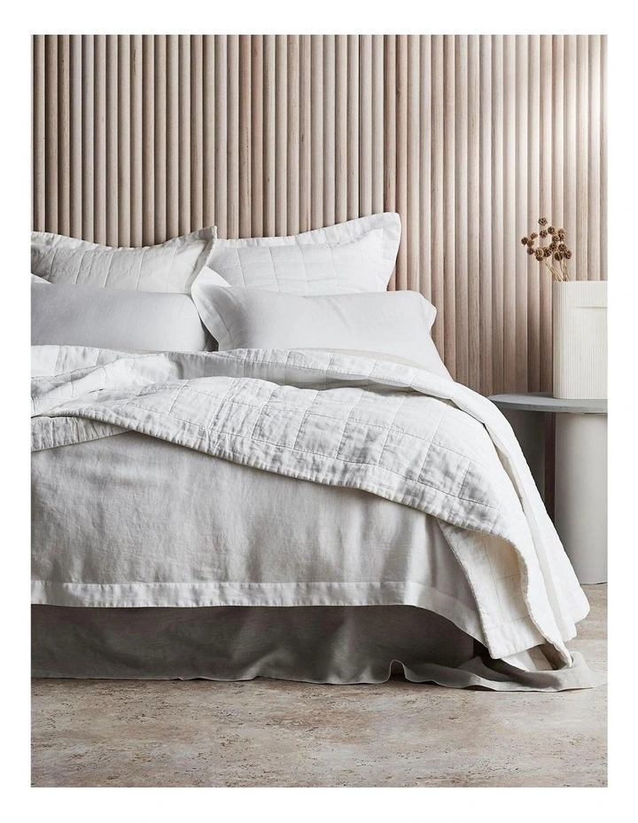 Abbotson European Flax Linen Bed Cover in White image 1
