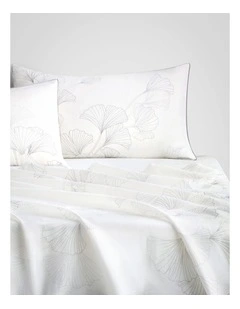 Abbotson European Flax Linen Gingko Flat Sheet in White