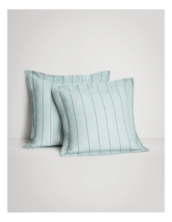 Abbotson European Flax Linen Stripe European Pillowcase in Ice image 1