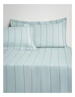 Abbotson European Flax Linen Stripe Fitted Sheet in Ice