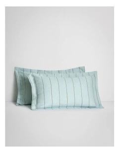 Abbotson European Flax Linen Stripe Tailored Pillowcase Pair in Ice