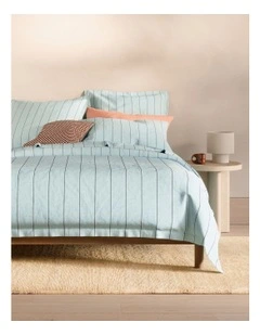 Abbotson European Flax Linen Stripe Tailored Quilt Cover in Ice