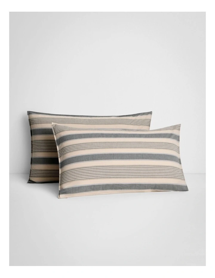 Reilly Multi Stripe Pillowcase Pair in Natural image 1