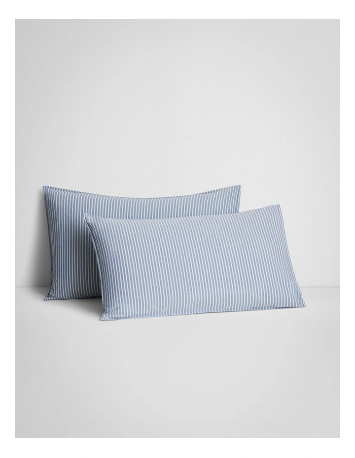 Reilly Stripe Duo Pillowcase Pair in Chambray image 1