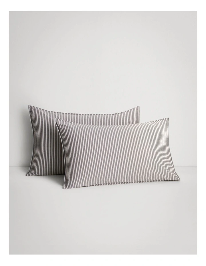 Reilly Stripe Duo Pillowcase Pair in Chocolate image 1