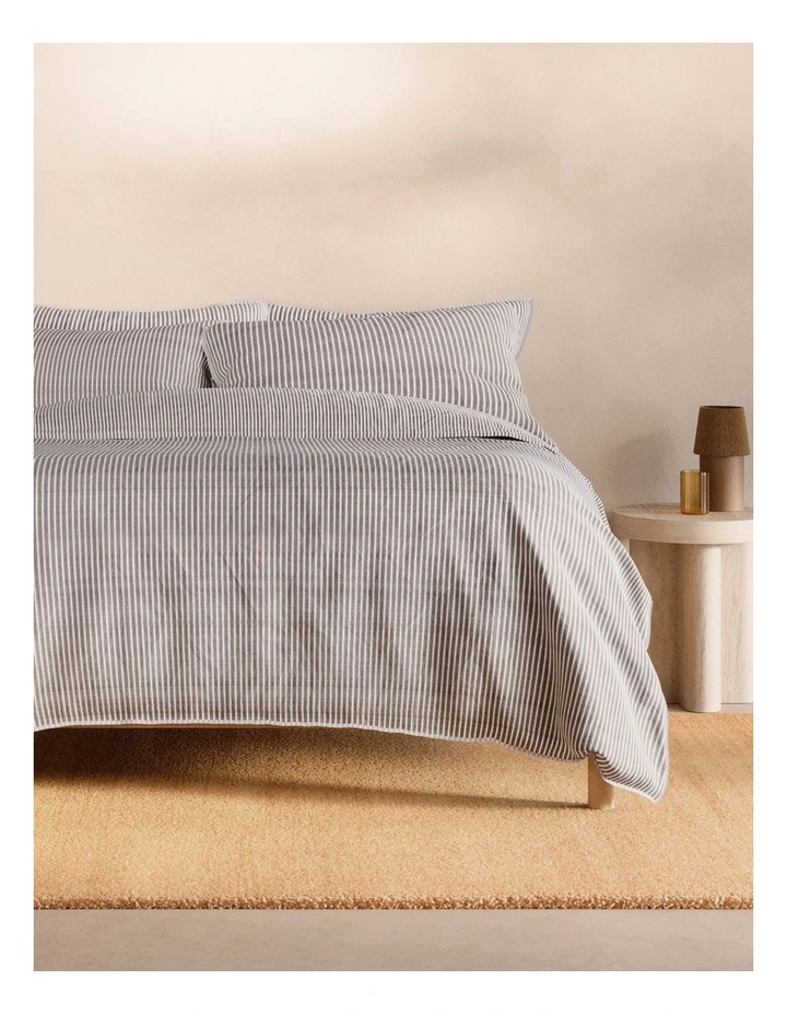 Reilly Stripe Duo Pillowcase Pair in Chocolate image 2