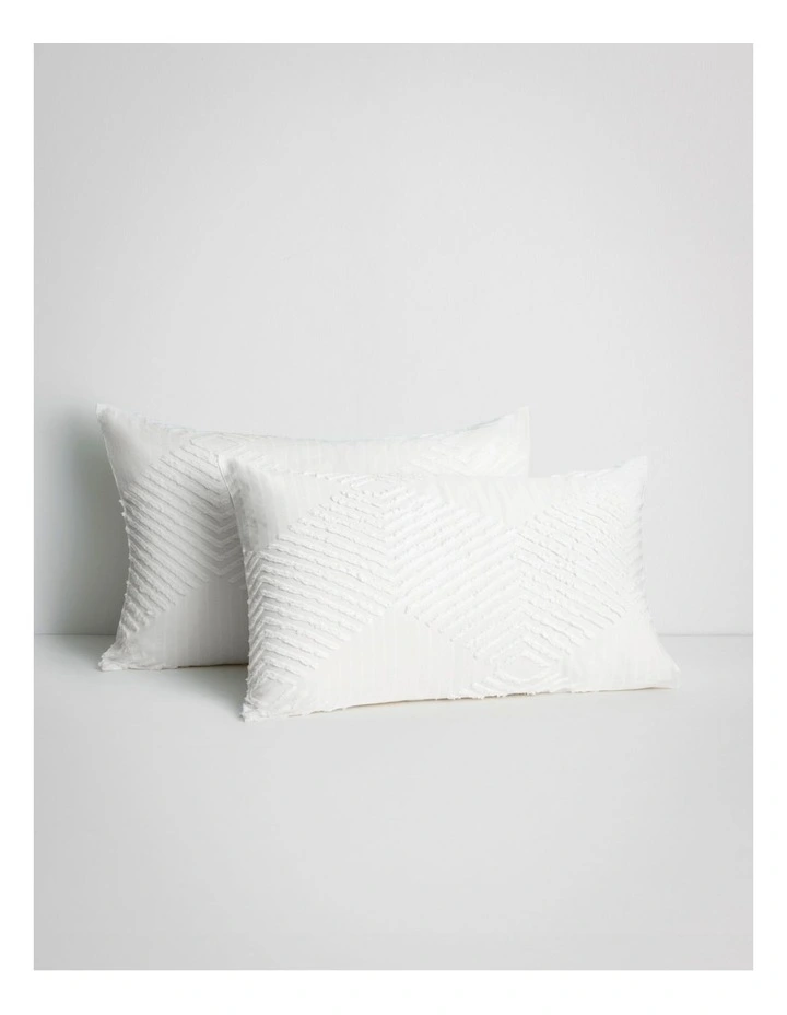 Textures Cut Geometric Pillowcase Pair in White image 1