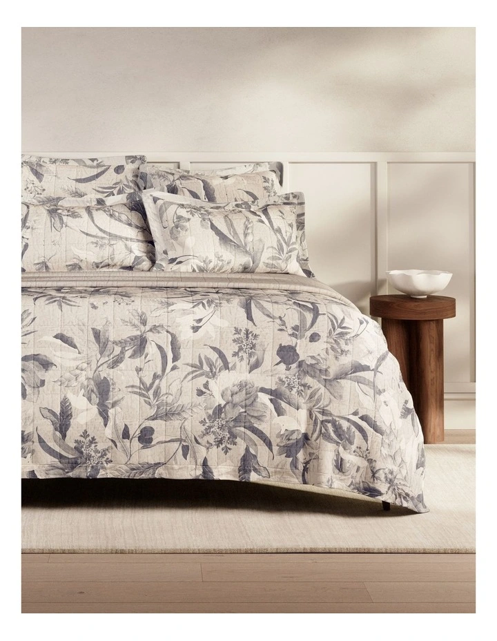 Abbotson European Flax Linen Flora Bed Cover in Flax image 1