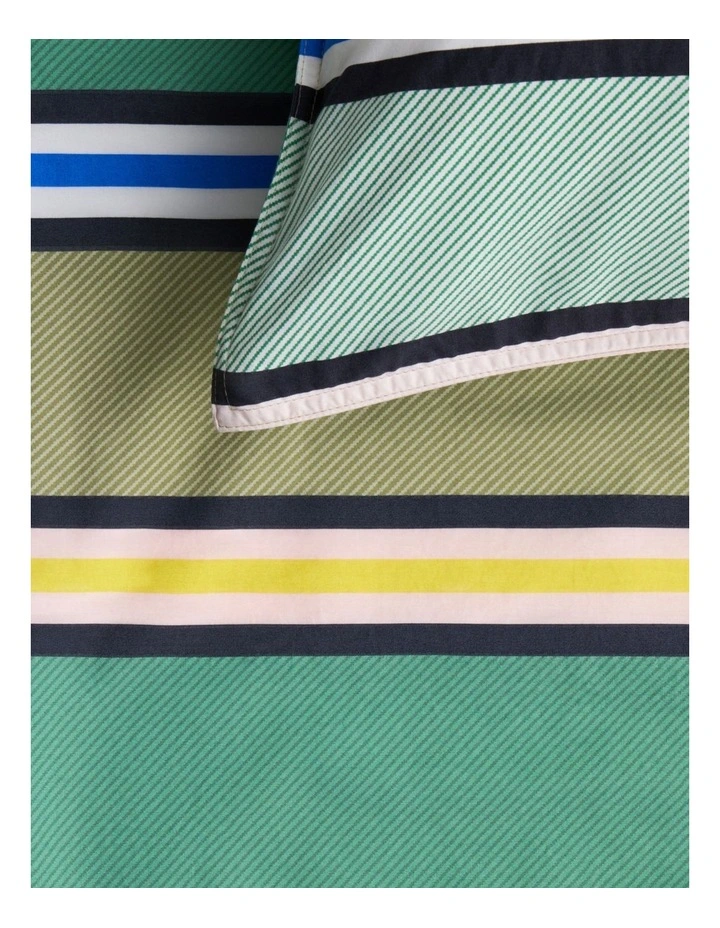 Bayley Multi Stripe Washed Percale Quilt Cover Set in Deep Sea image 2