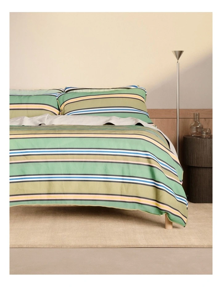 Bayley Multi Stripe Washed Percale Quilt Cover Set in Deep Sea image 3