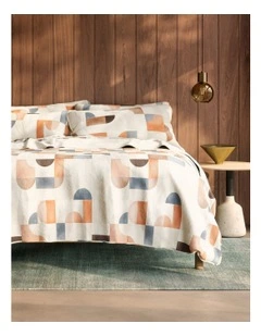 Bayley Tiled Washed Percale Quilt Cover Set in Multi