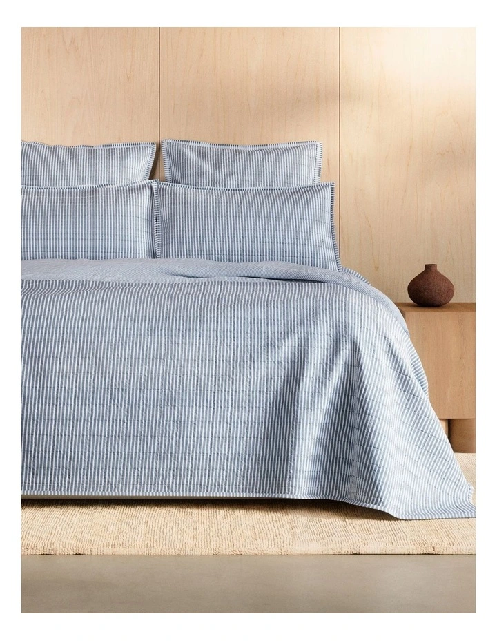 Reilly Stripe Duo Bed Cover in Chambray image 1