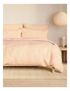 Romi Check Quilt Cover Set in Orange Sorbet