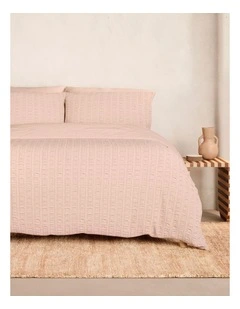 Textures Seersucker Stripe Quilt Cover Set in Pink Salt