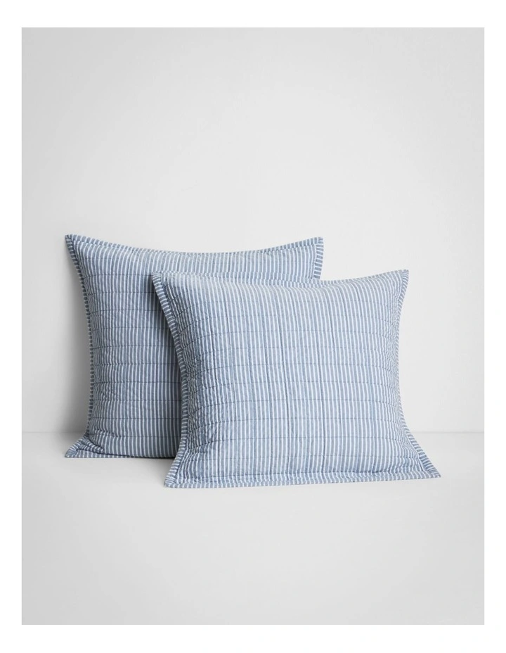 Reilly Stripe Duo European Sham in Chambray image 1