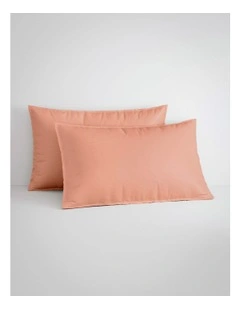 Bayley Washed Percale Pillowcase Pair in Peach Blush