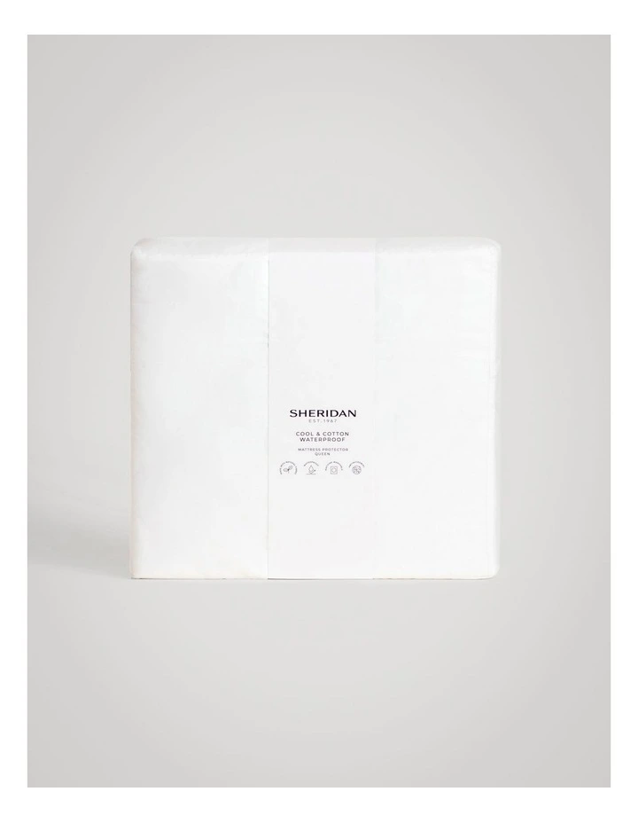 Cool & Cotton Waterproof Quilted Pillow Protector in White image 3