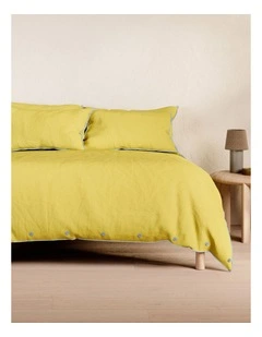Bayley Piped Quilt Cover Set in Light Sunlight