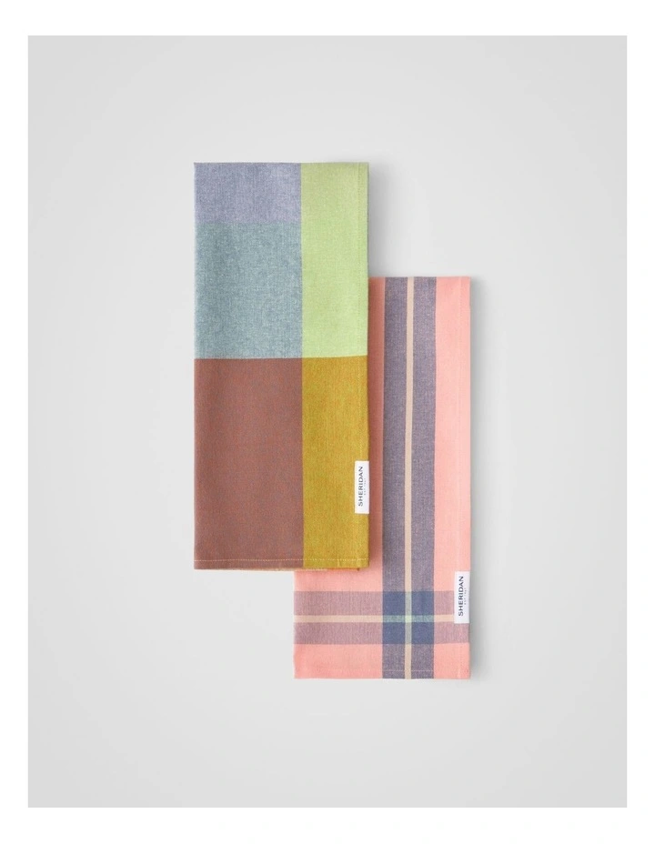 Lumo Tea Towel Set - Two Pack in Peach image 1