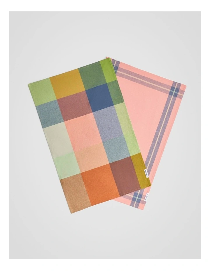 Lumo Tea Towel Set - Two Pack in Peach image 3
