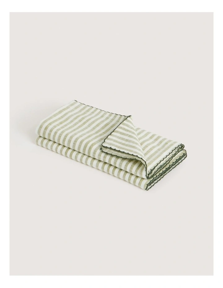 Vina Stripe Napkin Set Two Pack In Garden image 1