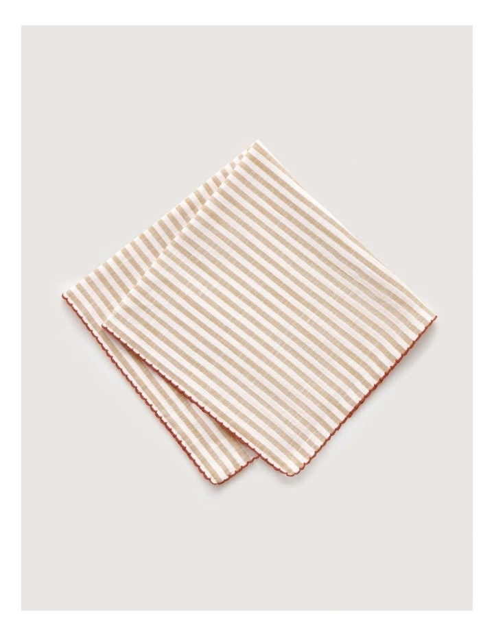 Vina Stripe Napkin Two Pack In Caramel image 2
