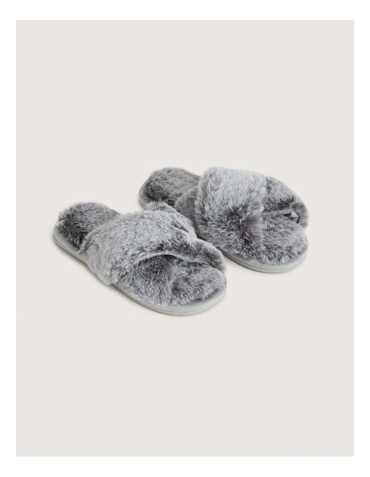 Carlson Faux Fur Slipper in Smoke image 1