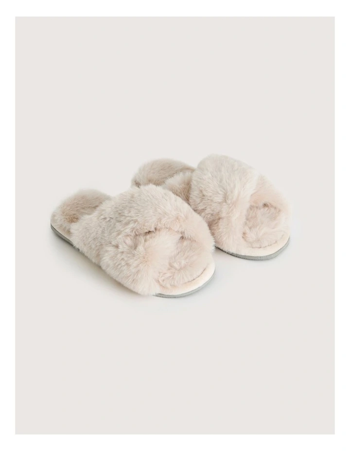 Carlson Faux Fur Slipper in Bone image 1