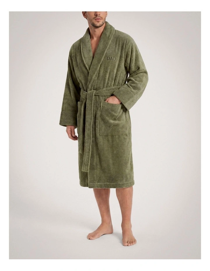 Aven Dad Robe in Green Olive image 2