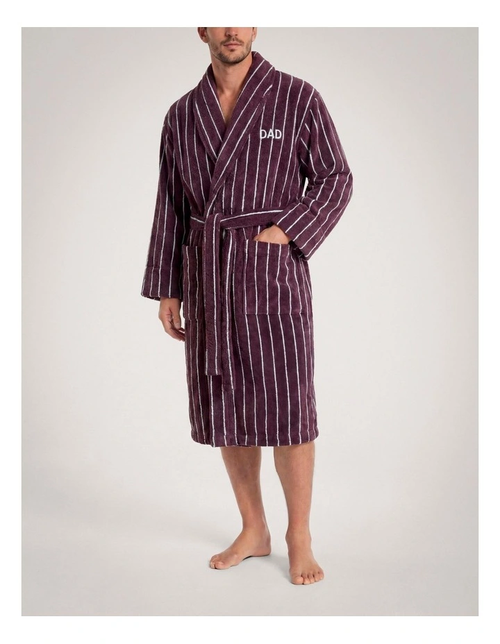 Aven Dad Stripe Robe in Clove image 2