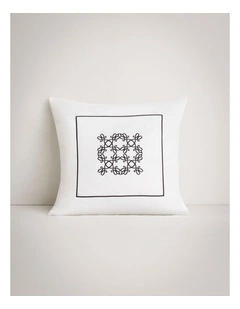 Trellis Square Cushion in Snow/Midnight