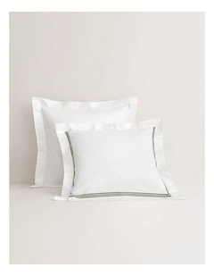 1200TC Palais European Pillowcase in Snow/Moss