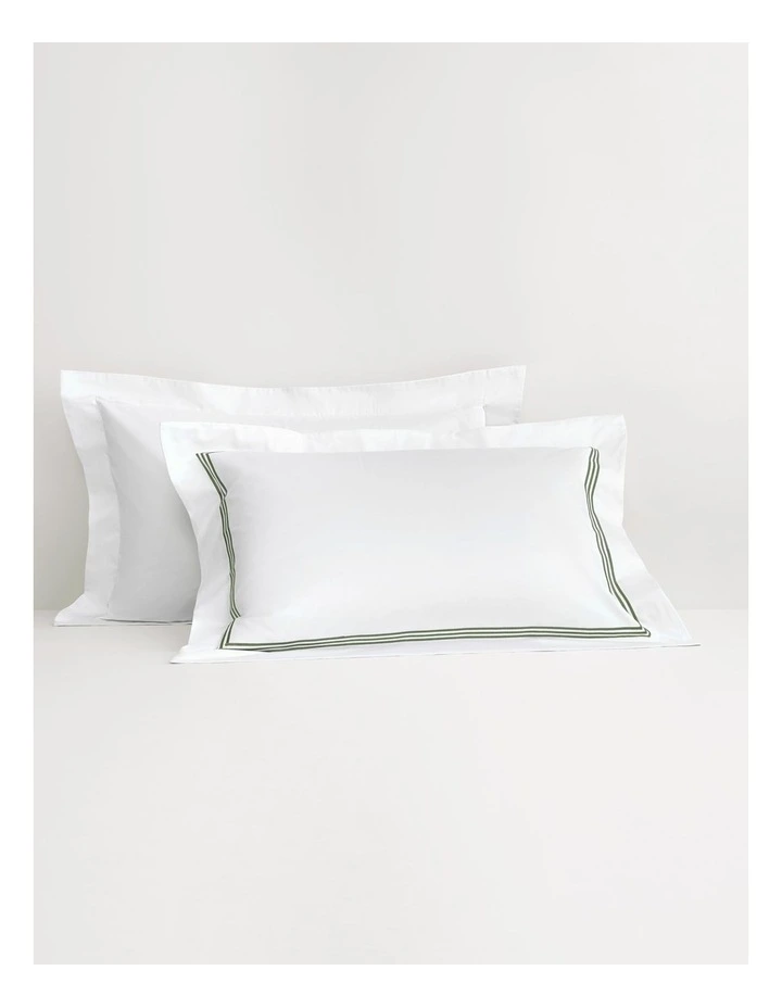 1200TC Palais Pillowcase in Snow/Moss image 1